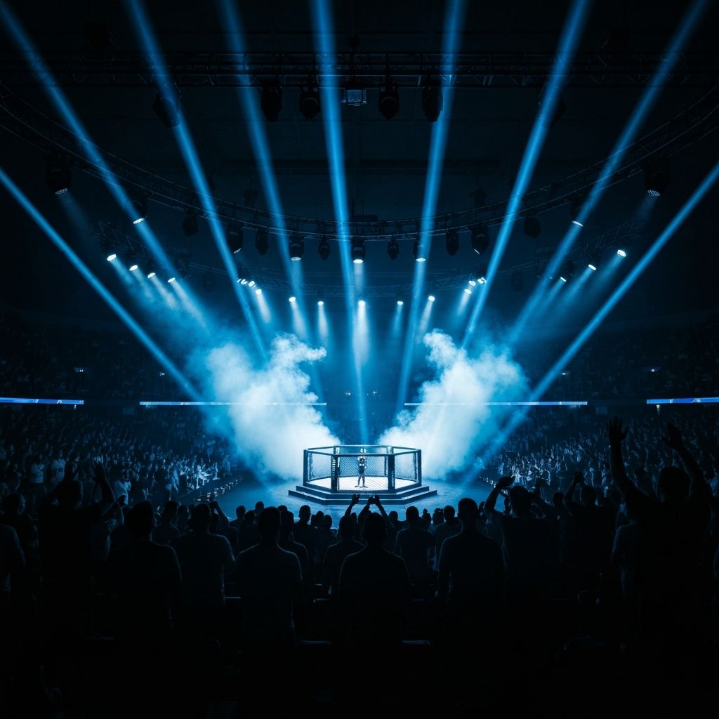 Dark fight arena with spotlights